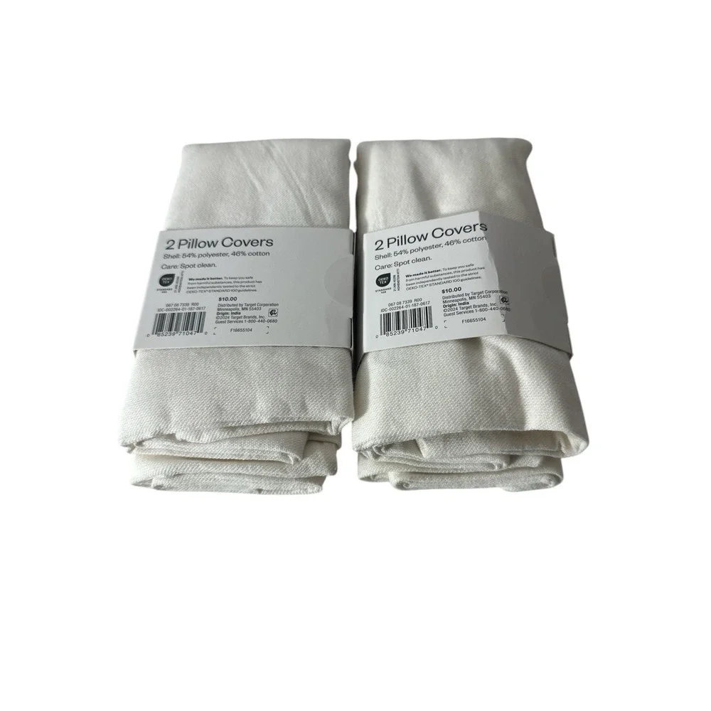 New Room Essentials 4 Pillow‎ Covers White Decorative 16" x 16" New - Picture 3 of 4